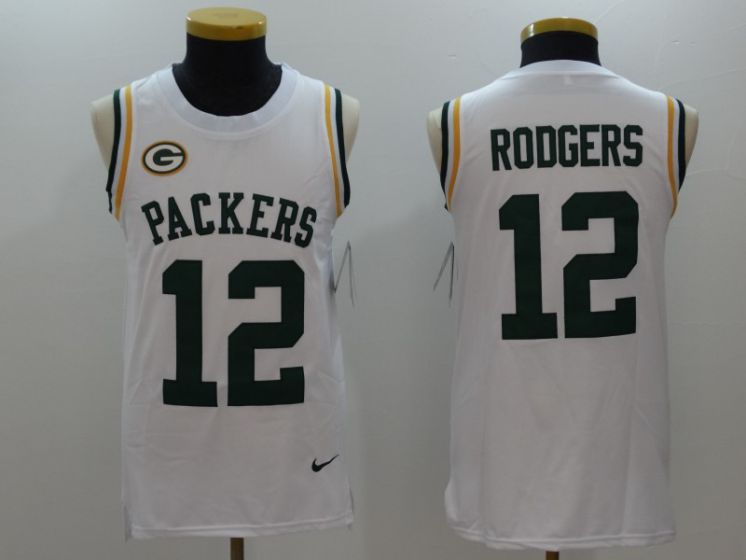 Men Green Bay Packers #12 Rodgers White Rush Player Name Number Tank Top stitched NFL Jerseys->houston texans->NFL Jersey